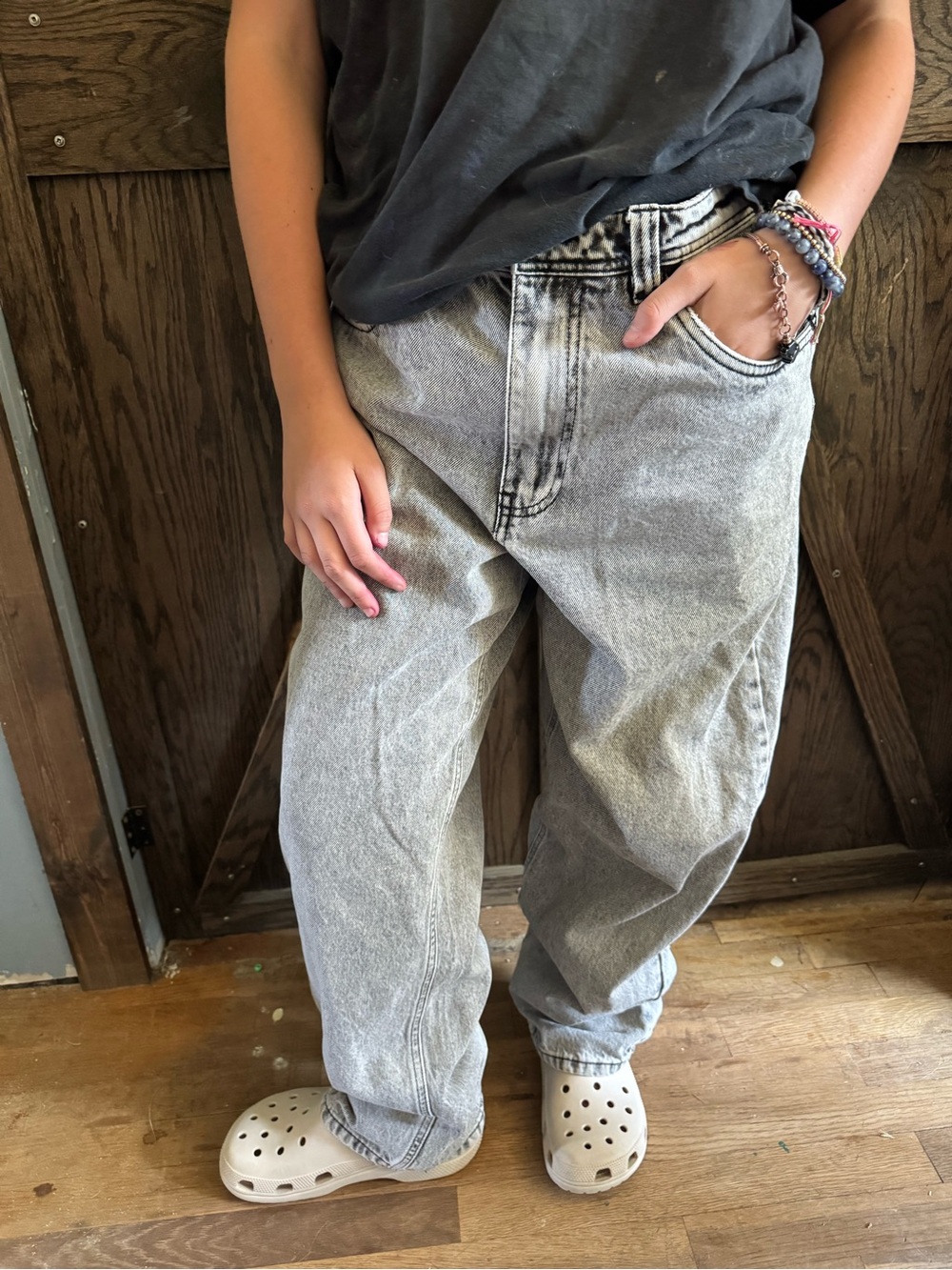 Empyre Gray Acid-Wash Relaxed Fit Jeans